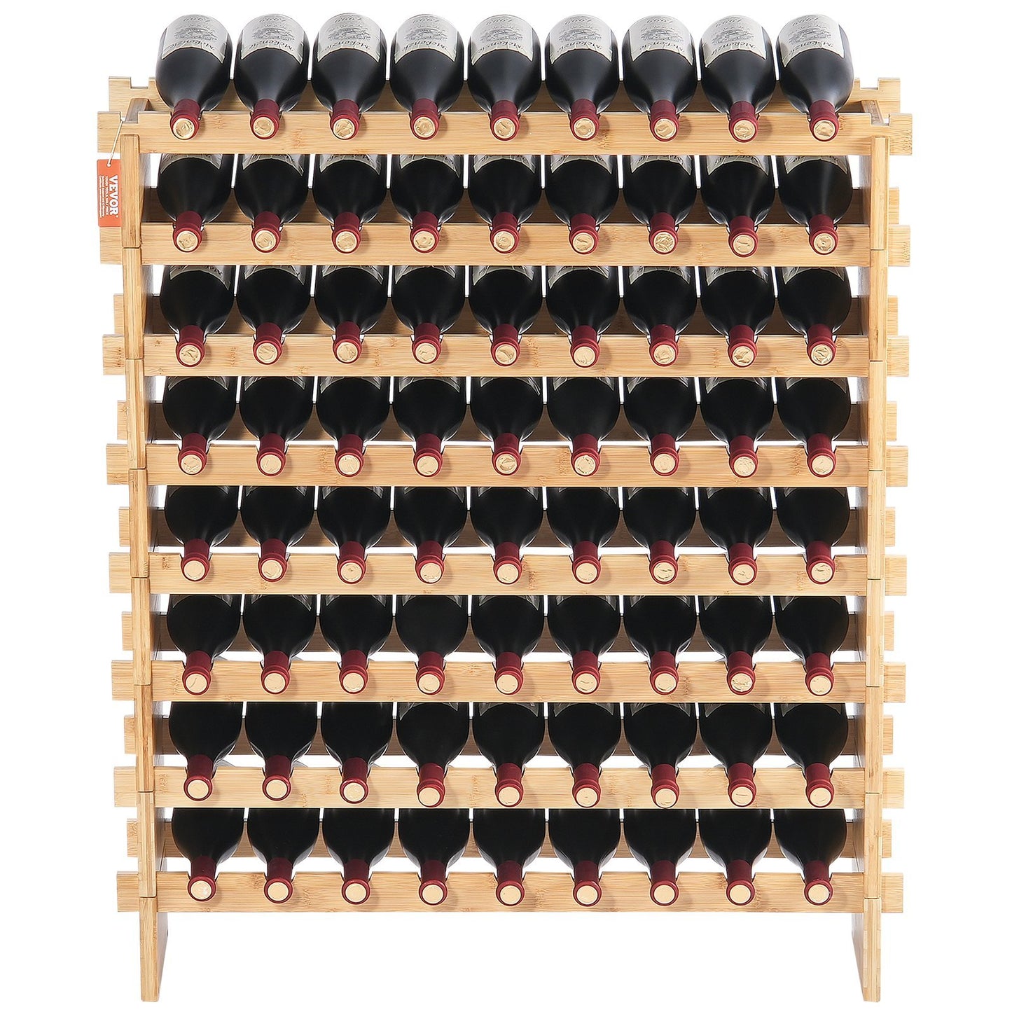 72 Bottle Modular Wine Rack Bamboo Wood Display