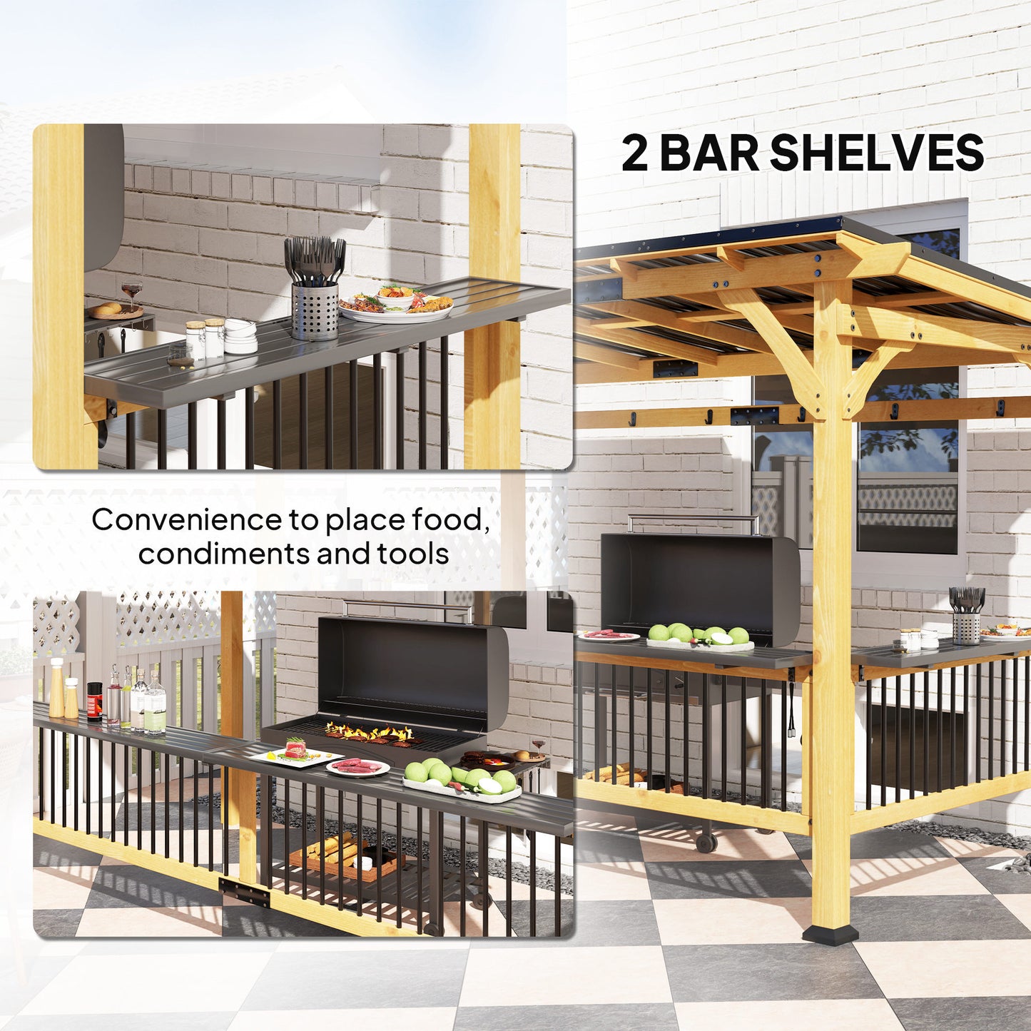 Outdoor Hardtop Grill Gazebo With Metal Roof