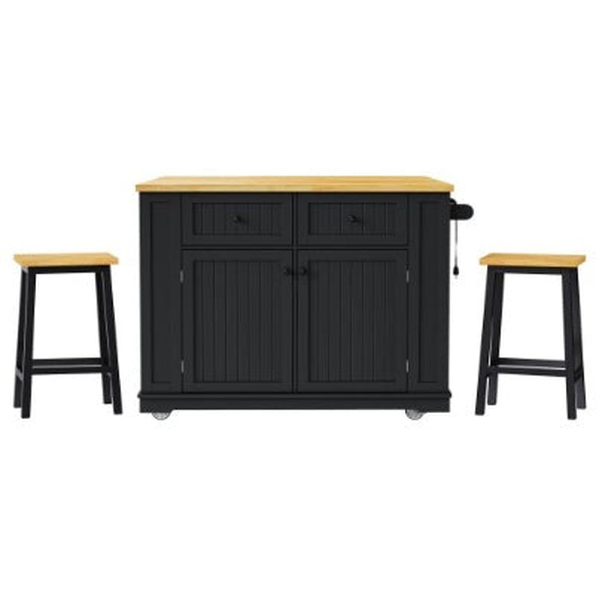 Large Kitchen Island With 2 Bar Stools