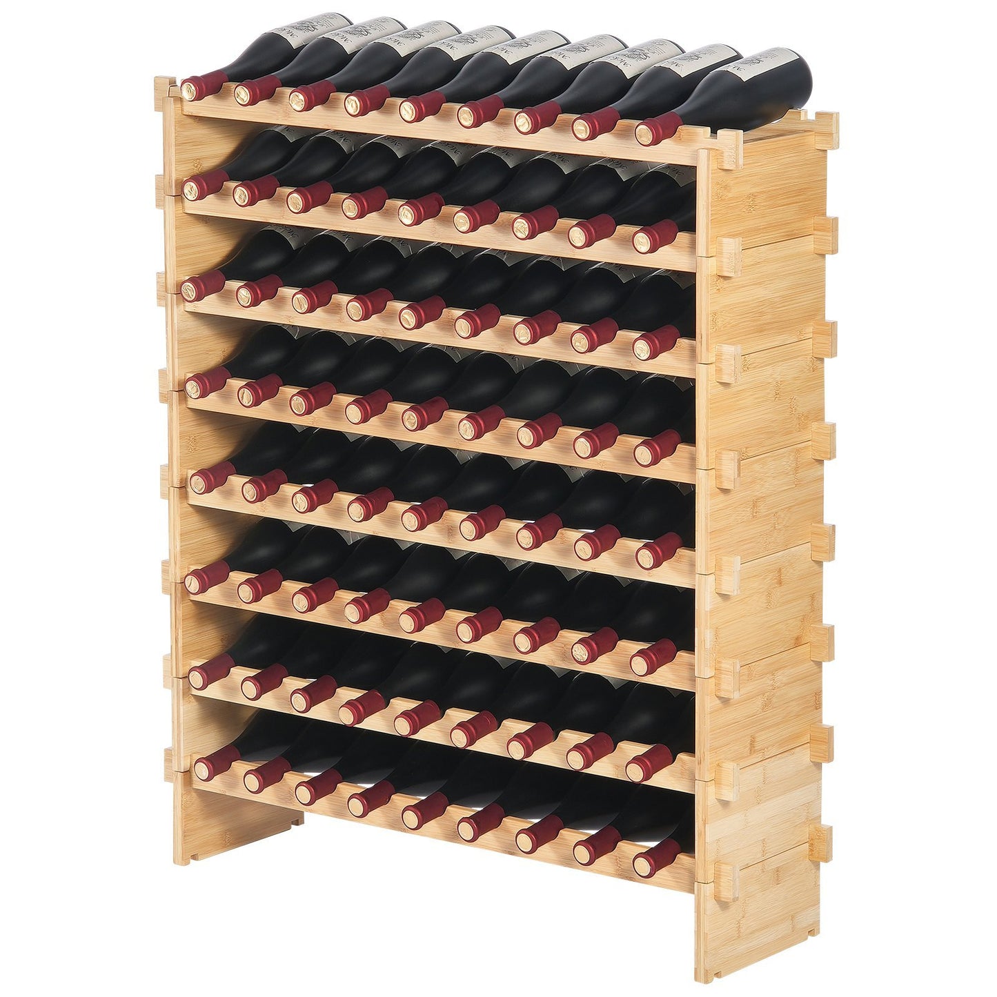 72 Bottle Modular Wine Rack Bamboo Wood Display