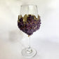 Set of 2 Crystal Wine Glasses with Gold Plated Purple Amethyst Agate