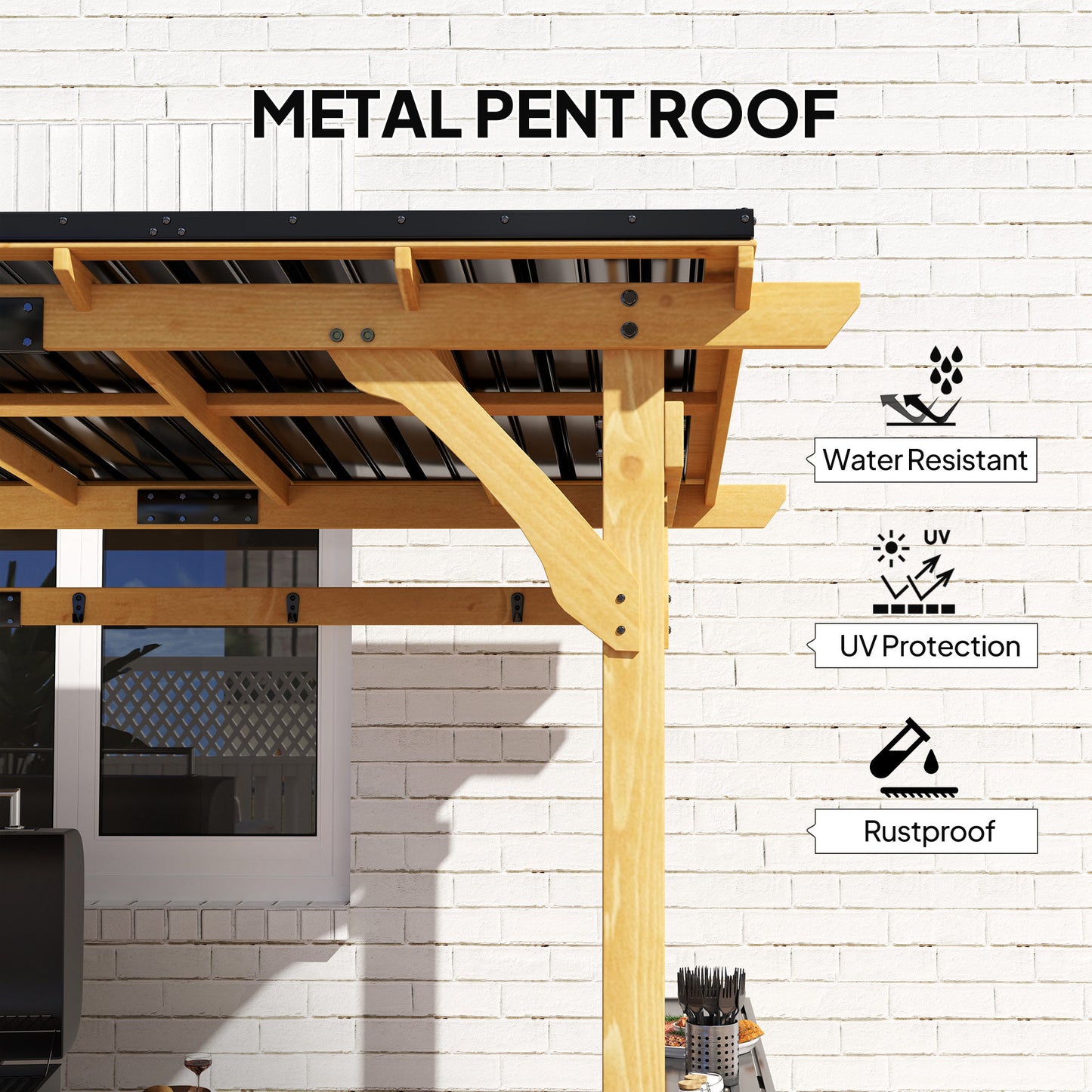 Outdoor Hardtop Grill Gazebo With Metal Roof