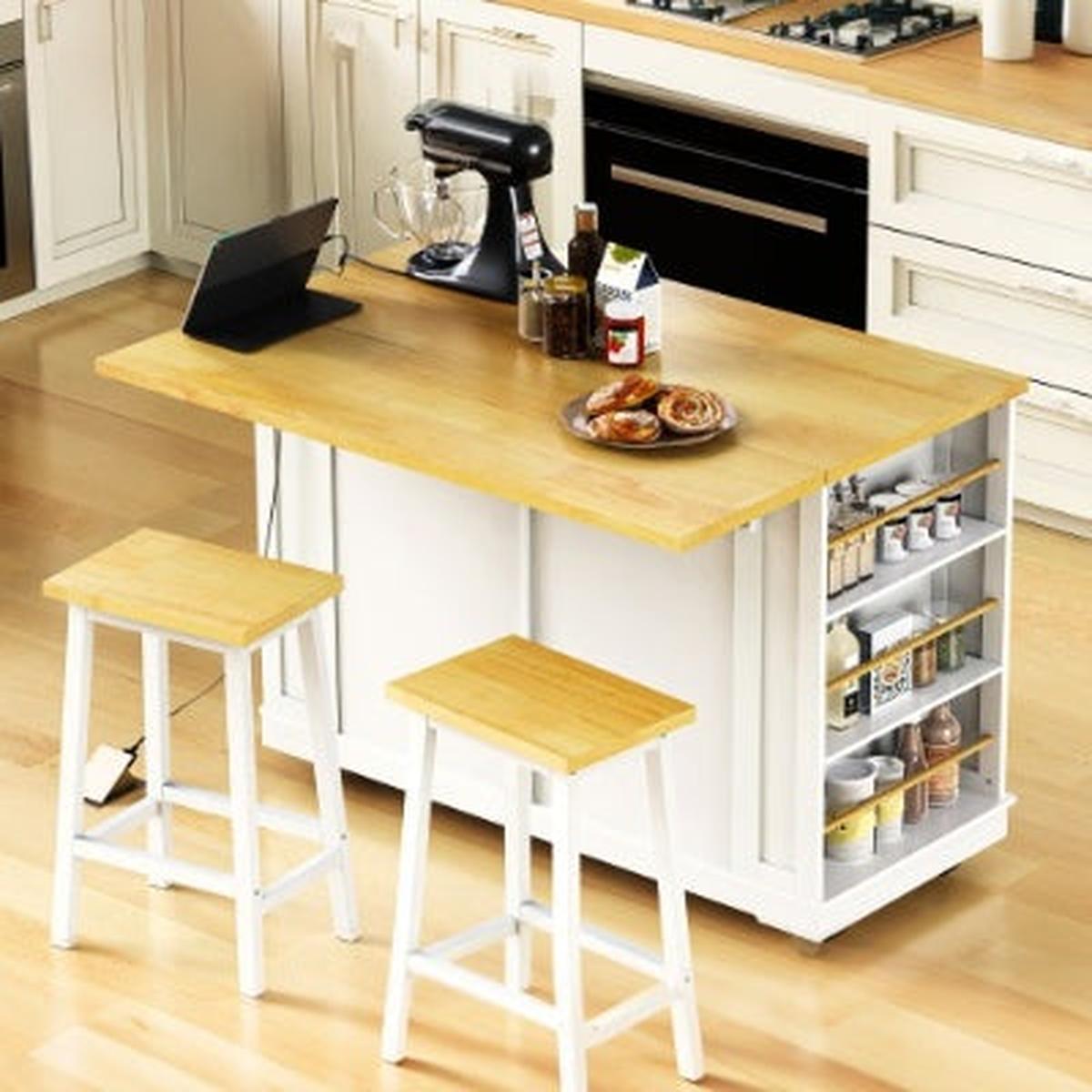 Large Kitchen Island With 2 Bar Stools