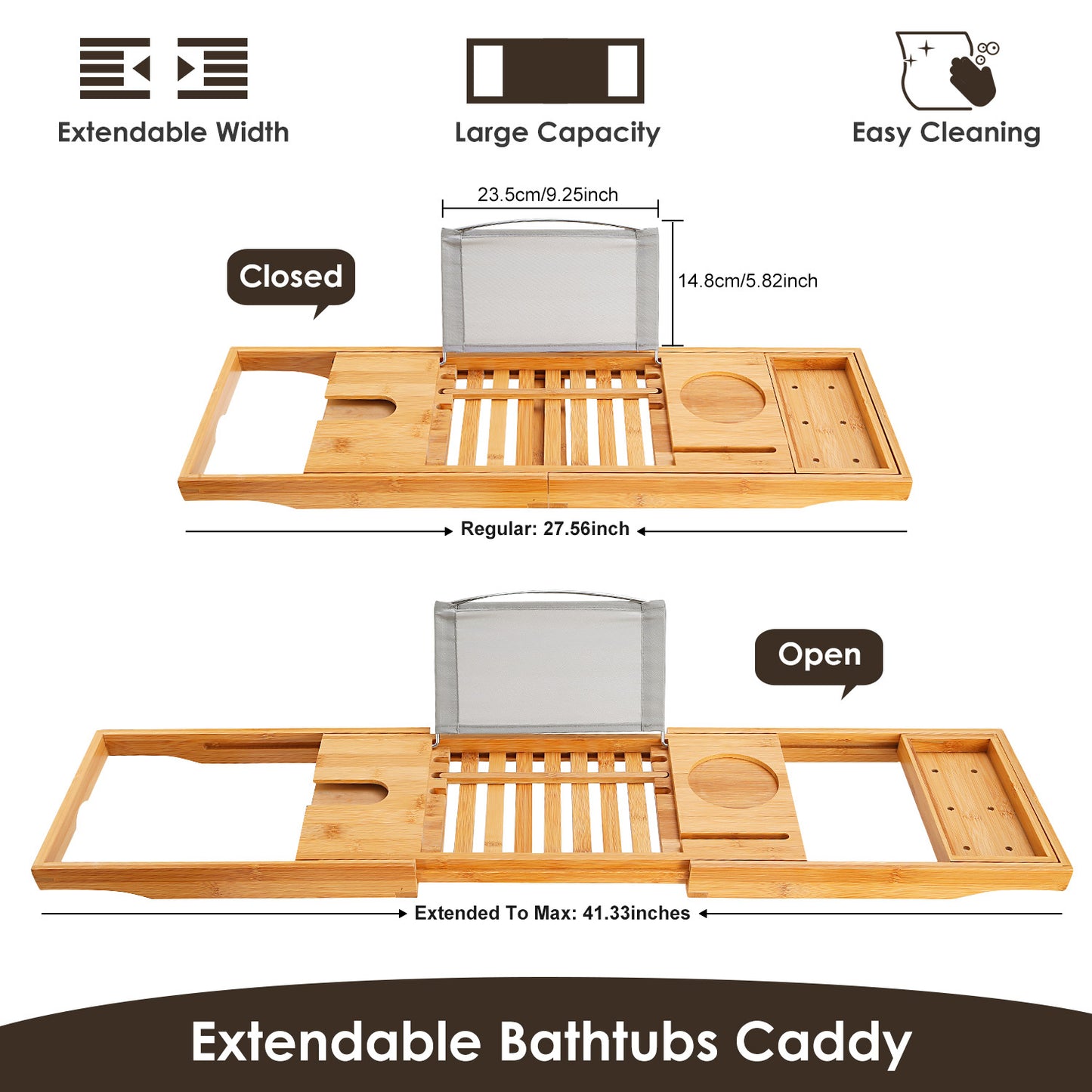 Bathtub Caddy Tray Crafted Bamboo Bath Tray Table