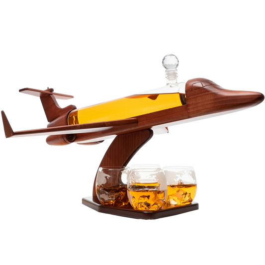 Jet Airplane Wine & Whiskey Decanter Set