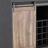 32" Charcoal And Natural Wood Barn Door Bar Cabinet