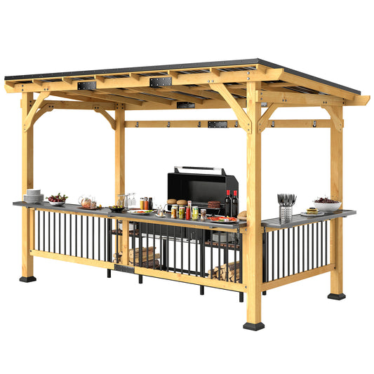 Outdoor Hardtop Grill Gazebo With Metal Roof