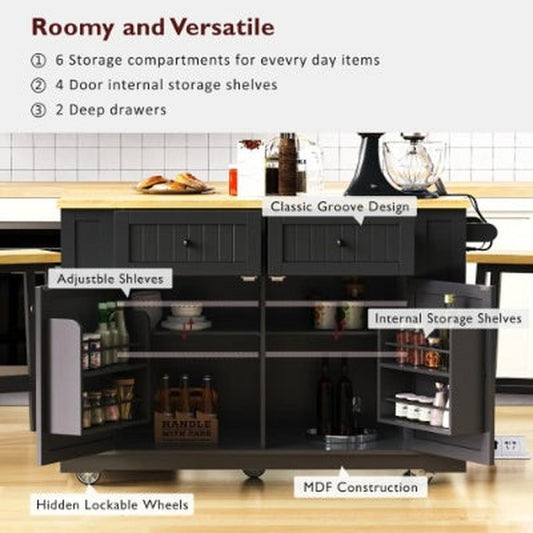 Large Kitchen Island With 2 Bar Stools