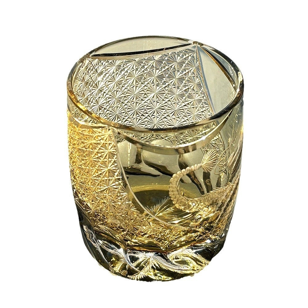 Hand Carved Crystal Glass Whiskey Small Glass Cup