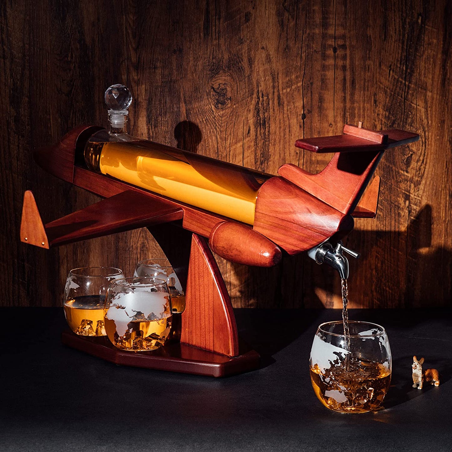 Jet Airplane Wine & Whiskey Decanter Set