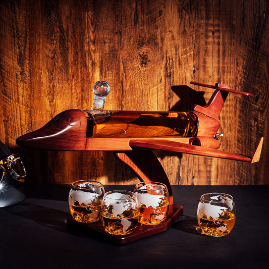 Jet Airplane Wine & Whiskey Decanter Set