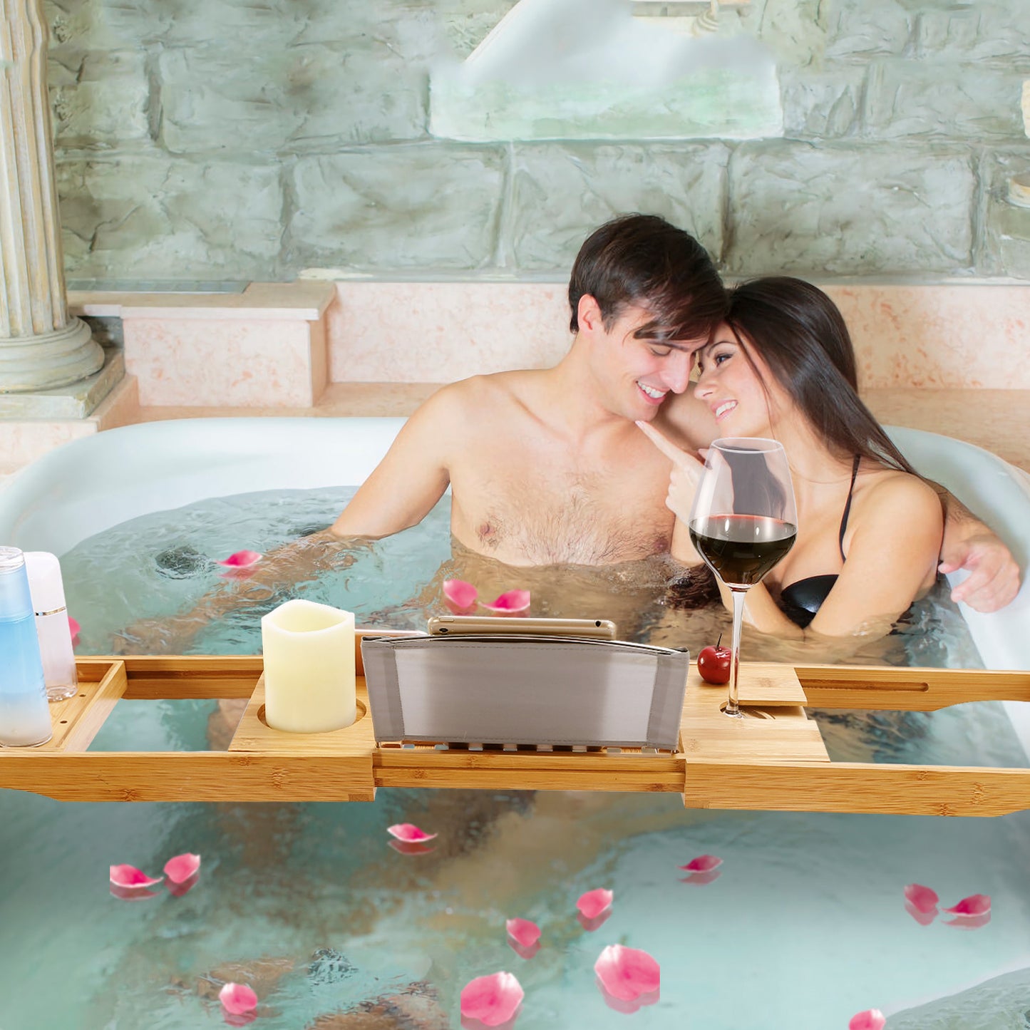 Bathtub Caddy Tray Crafted Bamboo Bath Tray Table