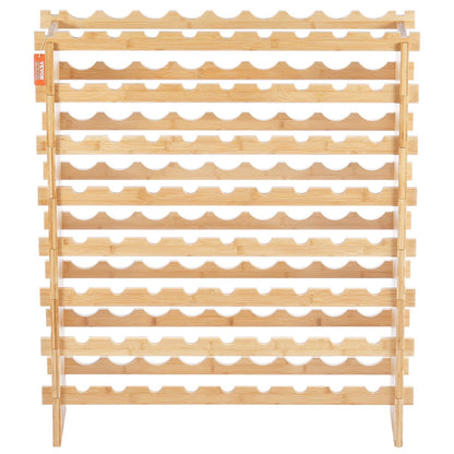 72 Bottle Modular Wine Rack Bamboo Wood Display
