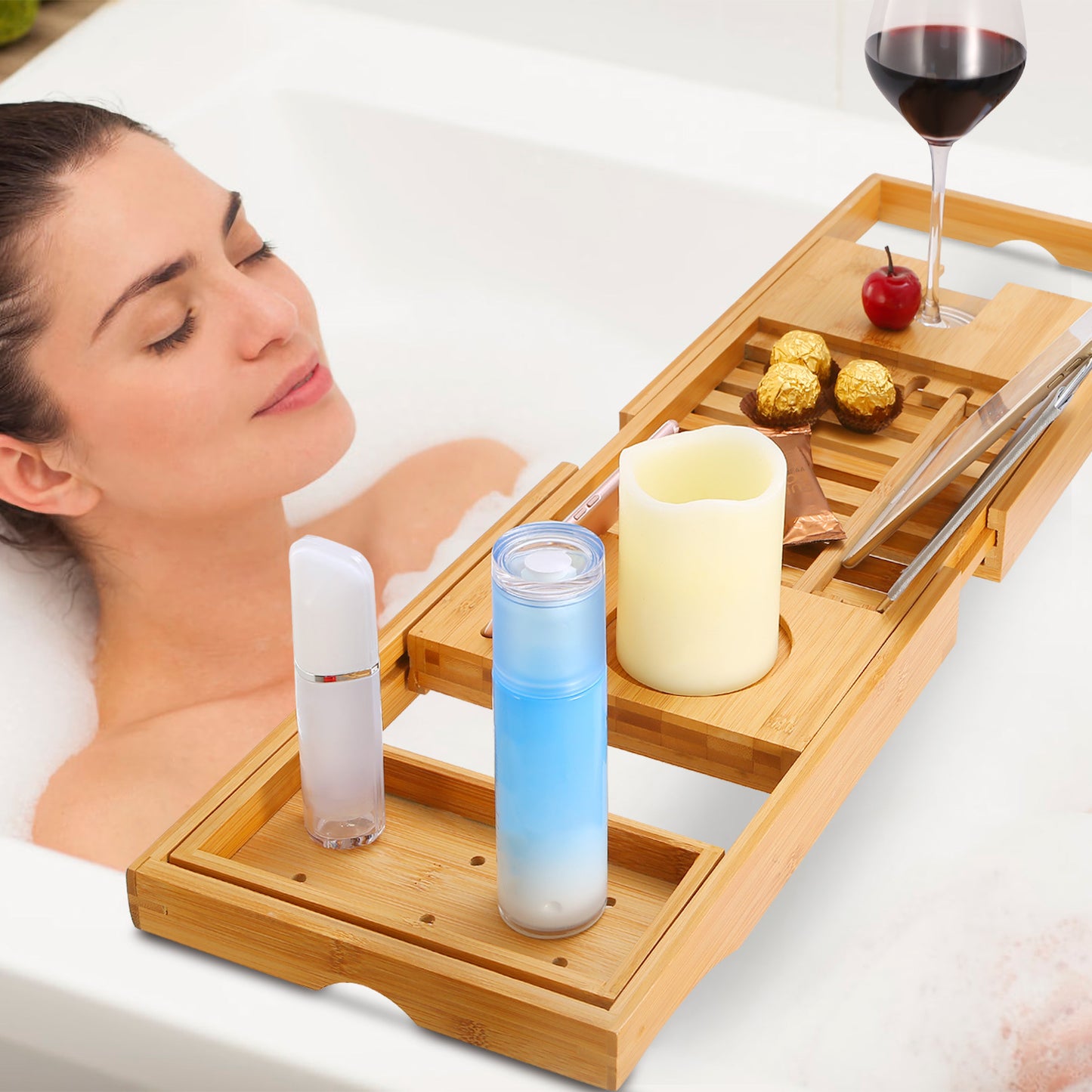 Bathtub Caddy Tray Crafted Bamboo Bath Tray Table