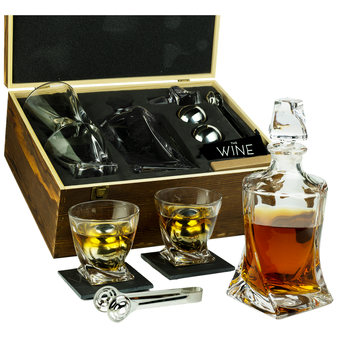 Whiskey Stones & Decanter Gift Set for Men