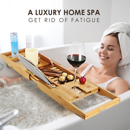 Bathtub Caddy Tray Crafted Bamboo Bath Tray Table