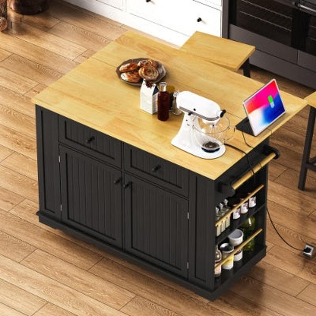 Large Kitchen Island With 2 Bar Stools