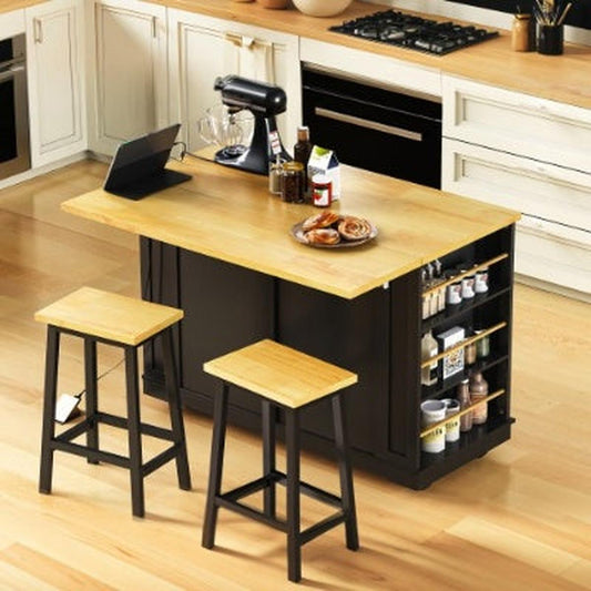 Large Kitchen Island With 2 Bar Stools