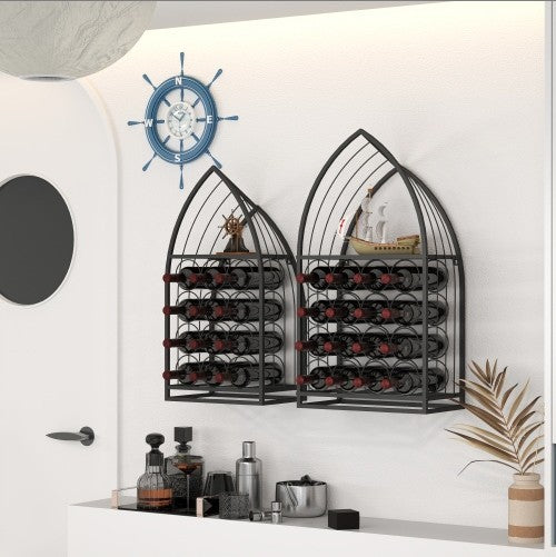 Two-piece Sailboat Shaped Wine Cabinet Rack