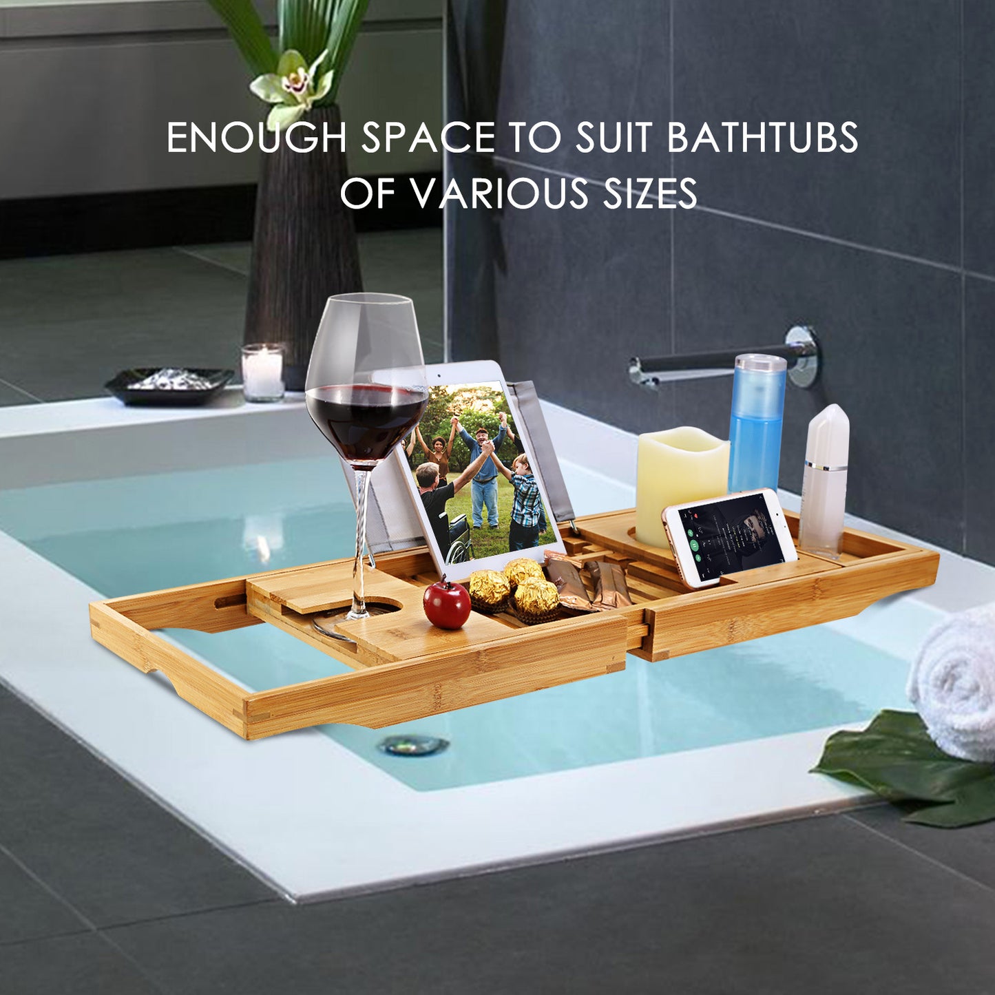 Bathtub Caddy Tray Crafted Bamboo Bath Tray Table