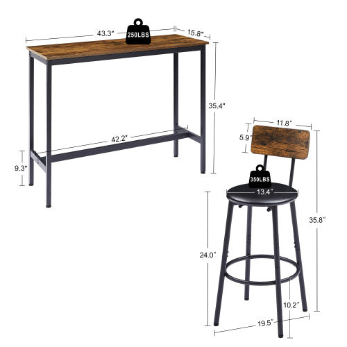Bar Table Set With 2 Bar Stools