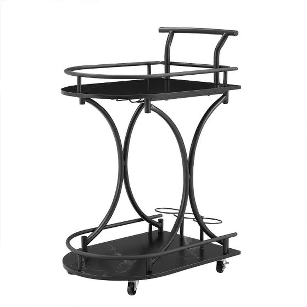 2-Tier Bar Cart Wine Cart Trolley For Living Room