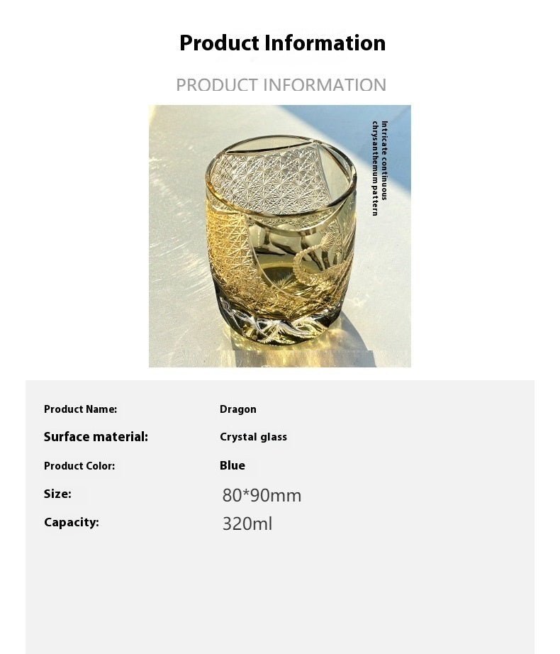Hand Carved Crystal Glass Whiskey Small Glass Cup