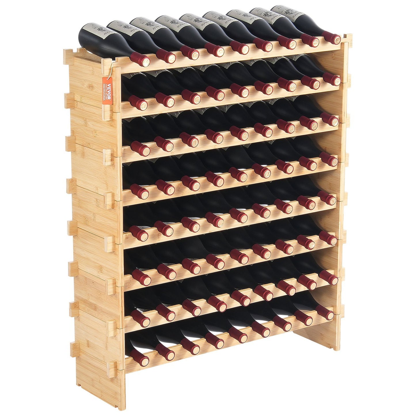 72 Bottle Modular Wine Rack Bamboo Wood Display